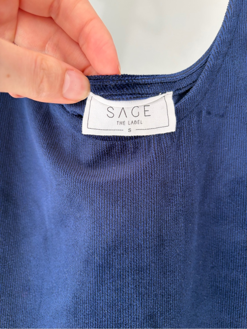 Sage Navy Scoop-Neck Mini Pinafore Dress Jumper - Picture 3 of 3